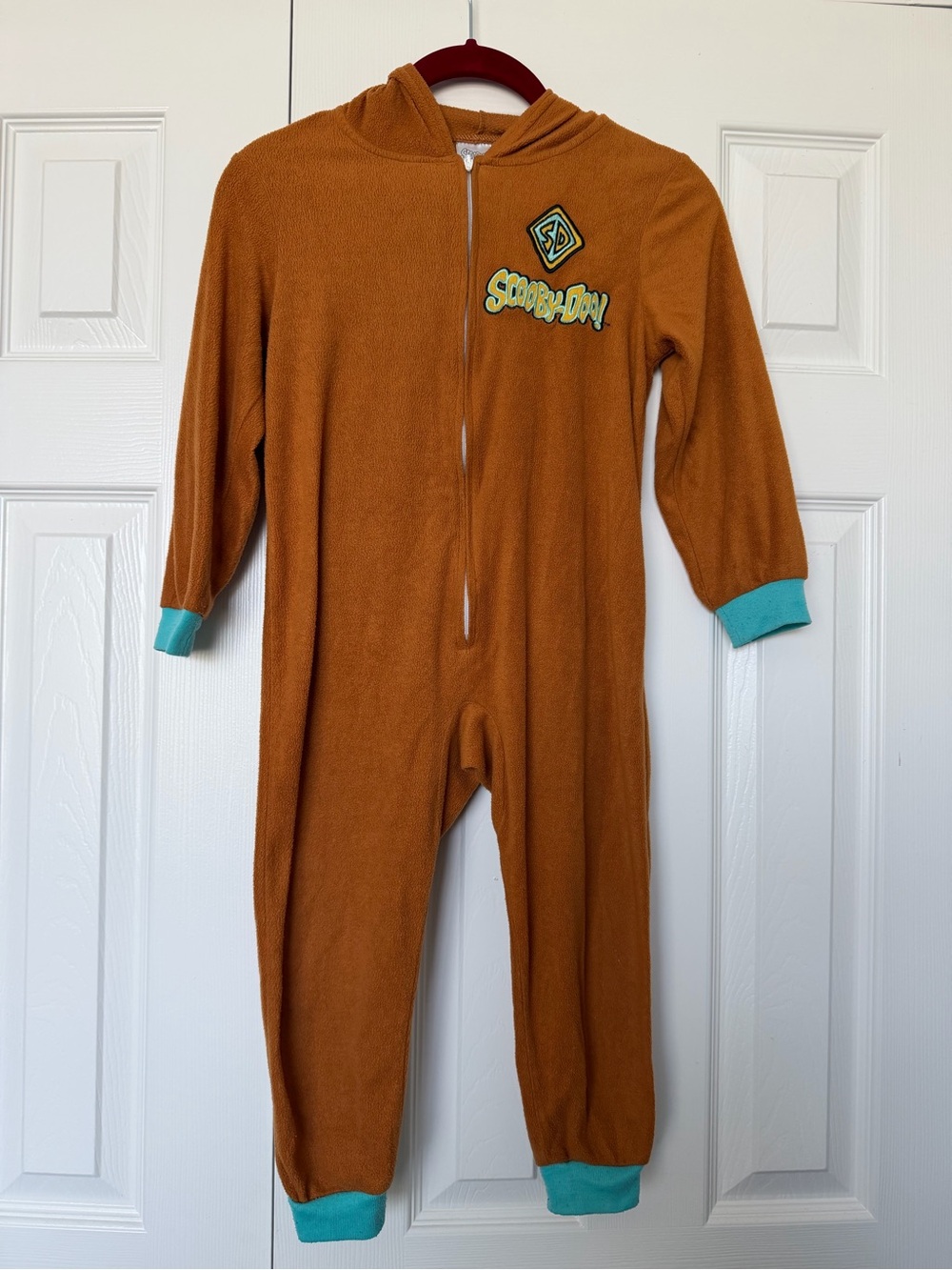 Scooby-Doo Kids One Piece Zip Up Hooded Pajamas XS Extra small 4/5